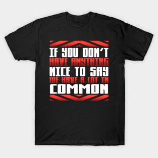 If You Don't Have Anything Nice to Say We Have a Lot in Common T-Shirt